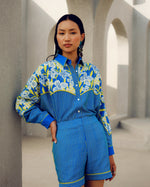Blue stripes shorts | Pooja Rajgarhia Gupta