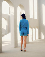 Blue stripes shorts | Pooja Rajgarhia Gupta