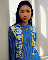 Blue zip shirt | Pooja Rajgarhia Gupta