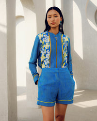 Blue stripes shorts | Pooja Rajgarhia Gupta