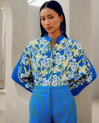 Blue illusion kimono shirt | Pooja Rajgarhia Gupta