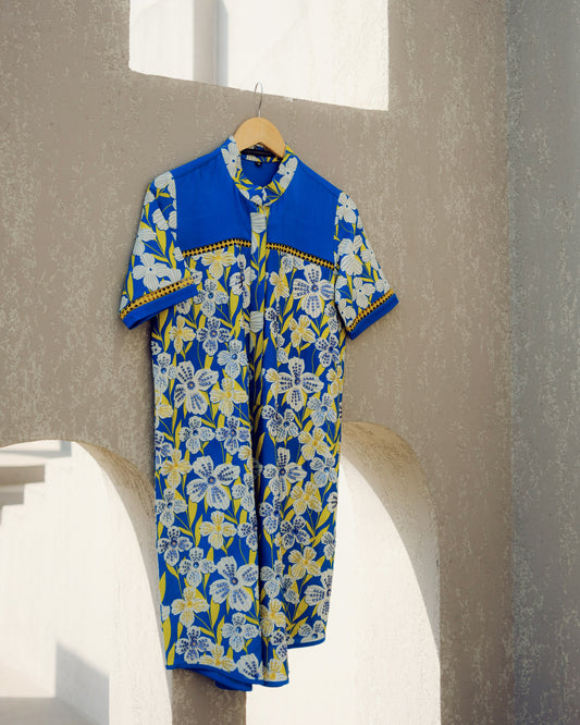 Blue print play shirt dress | Pooja Rajgarhia Gupta