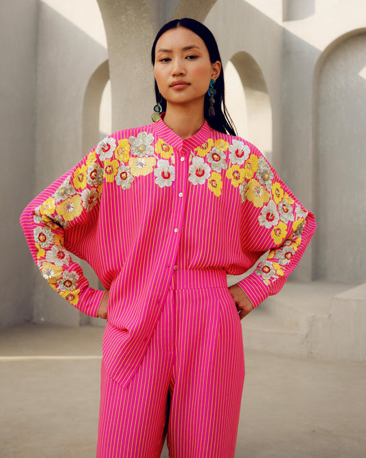 Pink chloe kimono shirt | Pooja Rajgarhia Gupta