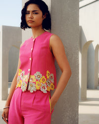 Pink margot waist coat co-ord | Pooja Rajgarhia Gupta