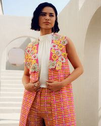 Pink fleur jacket set | Pooja Rajgarhia Gupta