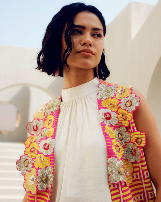 Pink fleur jacket set | Pooja Rajgarhia Gupta
