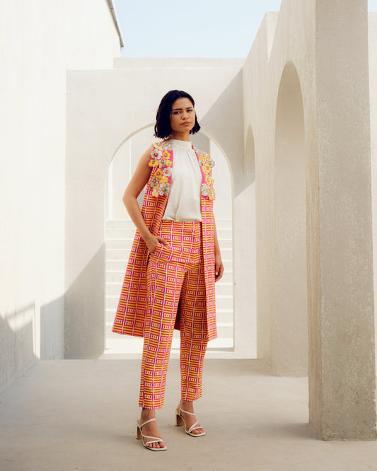 Pink fleur jacket set | Pooja Rajgarhia Gupta