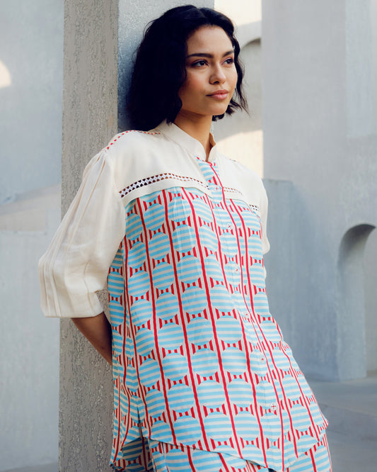 White illusion lace shirt | Pooja Rajgarhia Gupta