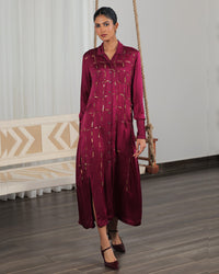 Rhea Plum Satin Dress | AMBR