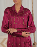 Rhea Plum Satin Dress | AMBR