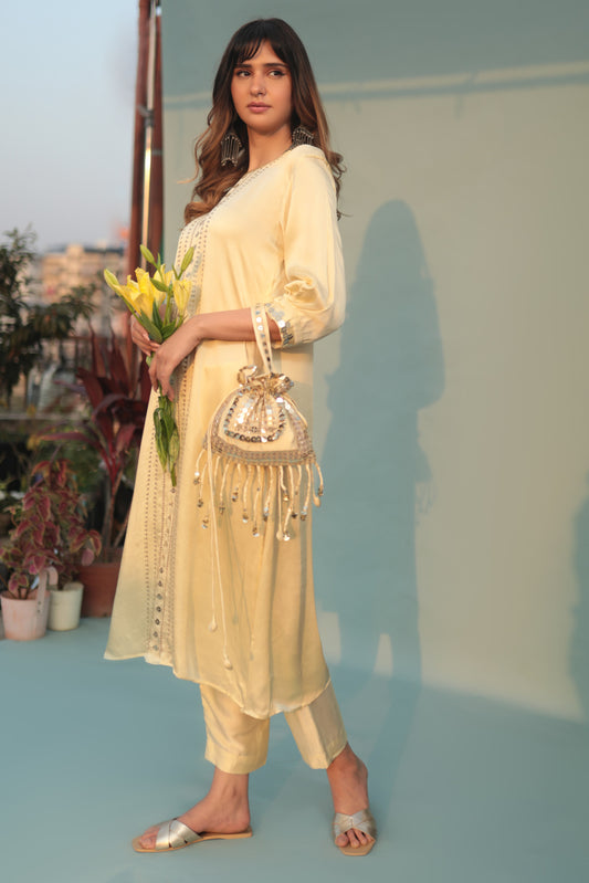 Saba Yellow Kurta Set with Pant | Prahnaaya
