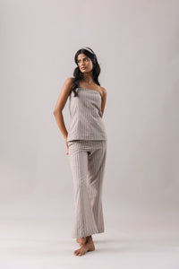 Mocha-Striped  Off- Shoulder Set | Why Look West