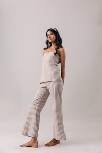 Mocha-Striped  Off- Shoulder Set | Why Look West