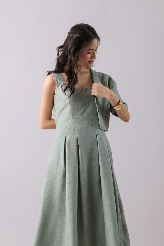 Fern Cottage Pleats Dress and Overshirt Set | Why Look West