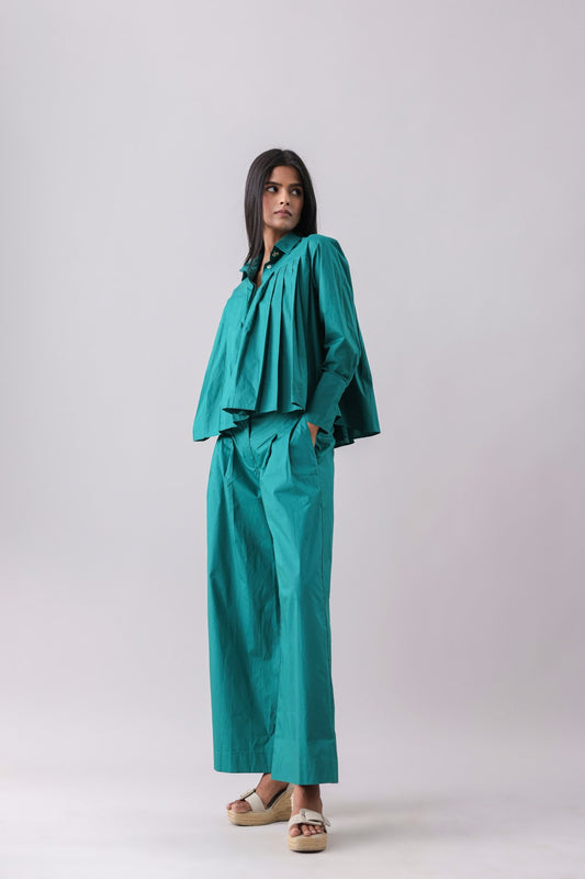 Emrald Pleated Shirt and Pants Set | Why Look West
