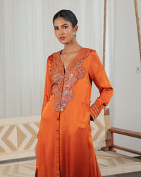 Saya Burnt Orange Applique Dress | AMBR