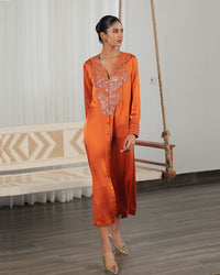 Saya Burnt Orange Applique Dress | AMBR