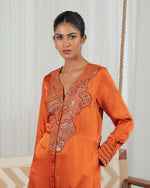 Saya Burnt Orange Applique Dress | AMBR