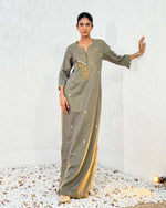 Ula Linen Shimmer Green Kaftan | AMBR