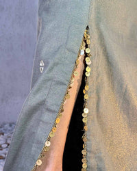 Ula Linen Shimmer Green Kaftan | AMBR