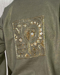 Ula Linen Shimmer Green Kaftan | AMBR