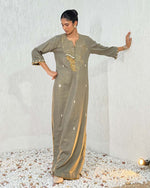 Ula Linen Shimmer Green Kaftan | AMBR