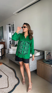 Green Abstract Embroidered Shirt/Co-ord Set | Puja Agarwal