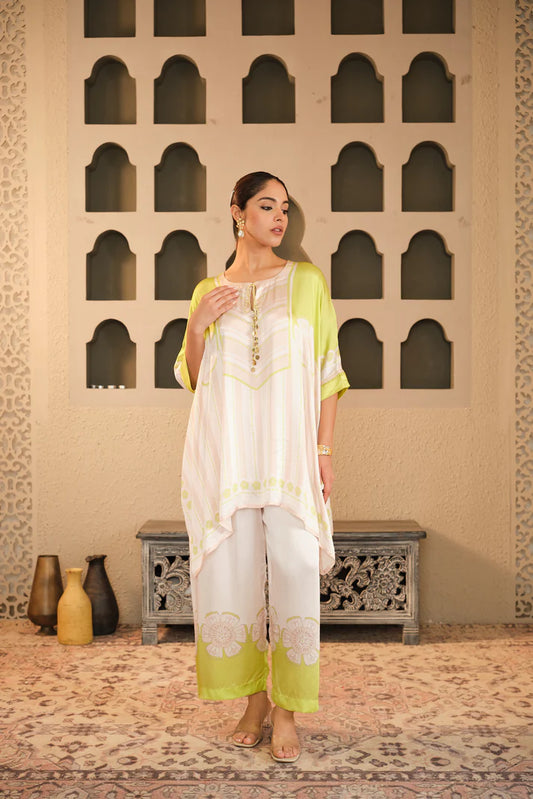 Ivory-Neon Co-ord Set | Blooming Threads