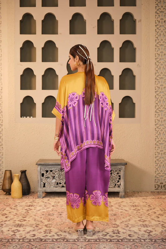 Purple-Mustard Co-ord Set | Blooming Threads