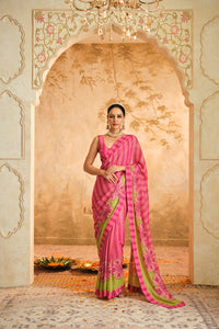 Pink Saree | Blooming Threads