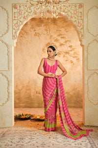 Pink Saree | Blooming Threads