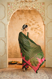 Green Saree | Blooming Threads