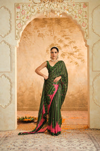 Green Saree | Blooming Threads