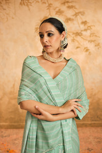 Aqua Saree | Blooming Threads