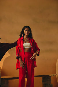 RED BIG SHIRT | Linen Bloom
