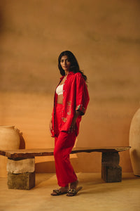 RED BIG SHIRT | Linen Bloom