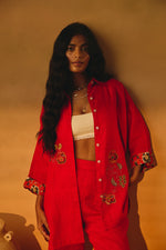 RED BIG SHIRT | Linen Bloom