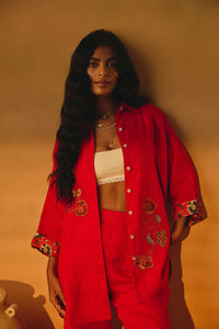 RED BIG SHIRT | Linen Bloom