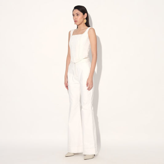 DENIM FLARE PANTS - WHITE | Linetribe