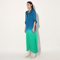 Kyuka ombre long tunic - Green Blue | Linetribe