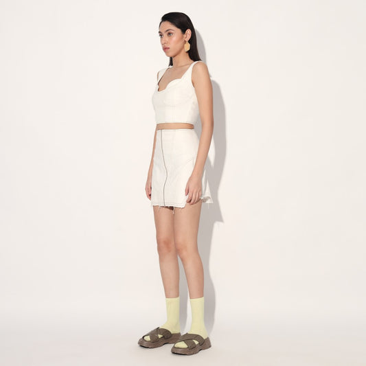 Eden denim skirt - White | Linetribe