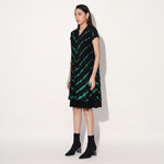 Ukio shibori a-line dress - Black Green | Linetribe