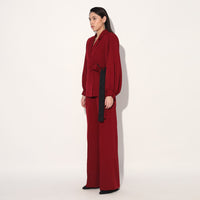 Neo wrap pant suit - Maroon | Linetribe