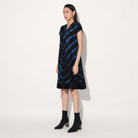 Ukio shibori a-line dress - Black Blue | Linetribe