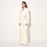 Neo wrap pleated pant suit - Ivory | Linetribe