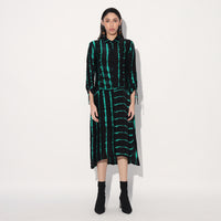 Zinnia shibori stripe shirtdress - Black Green | Linetribe