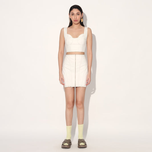 Eden denim skirt - White | Linetribe