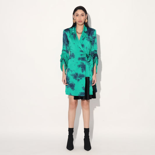 Nebula wrap jacket dress - Green | Linetribe