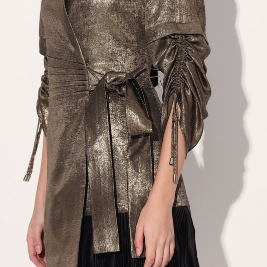 Nebula gold wrap jacket dress - Gold | Linetribe