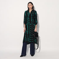 Zinnia shibori stripe shirtdress - Black Green | Linetribe